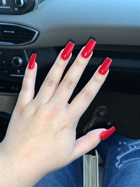 red square nails|red nails square shape.